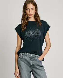 Pepe Jeans: Футболка со стразами 
