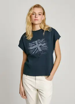 Pepe Jeans: Футболка со стразами 
