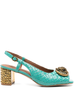 Kurt Geiger London: Зелёные сандалии 