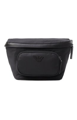 Emporio Armani: Чёрная поясная сумка 