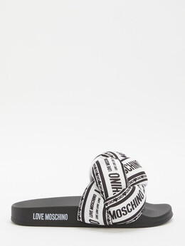 Love Moschino: Белые шлёпанцы 