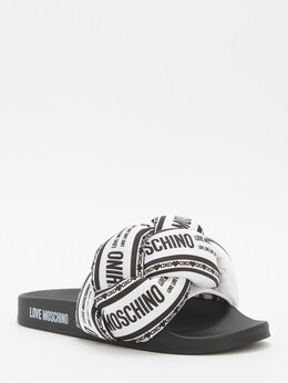 Love Moschino: Белые шлёпанцы 