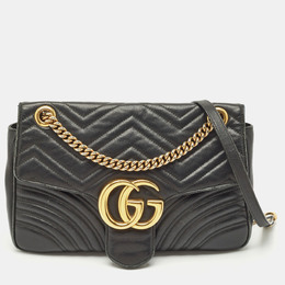Gucci: Чёрная сумка  GG Marmont