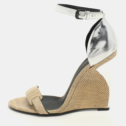 Bottega Veneta: Серебристые сандалии  Wedge