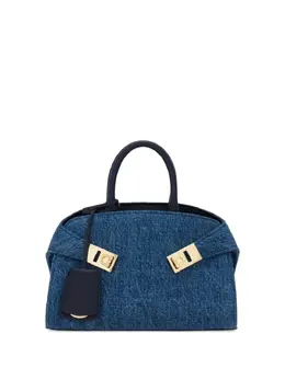 Ferragamo: Голубая сумка-шоппер 