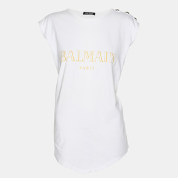 Balmain: Белая майка 