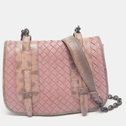 Bottega Veneta: Розовая сумка через плечо  Intrecciato