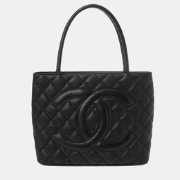 Chanel: Чёрная сумка-шоппер 