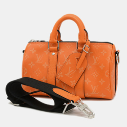 Louis Vuitton: Оранжевая сумка  Keepall