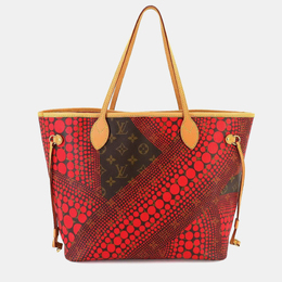Louis Vuitton: Красная сумка-шоппер  Neverfull MM