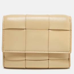 Bottega Veneta: Бежевый кошелёк  Intrecciato