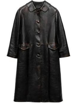 Prada: Кожаное пальто 