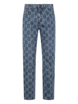 Gucci: Жаккардовые джинсы  GG