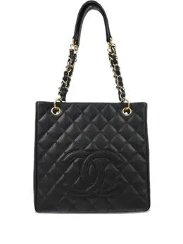 CHANEL Pre-Owned: Чёрная сумка-шоппер 