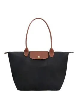 Longchamp: Чёрная сумка-шоппер  Le Pliage