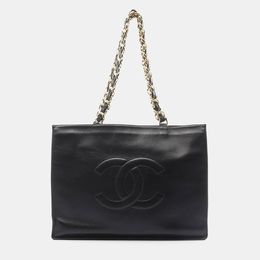 Chanel: Чёрная сумка-шоппер 