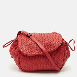 Bottega Veneta: Красная сумка через плечо  Intrecciato