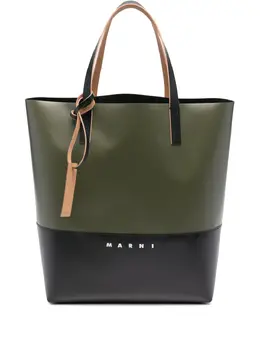 Marni: Зелёная сумка-шоппер  Tribeca