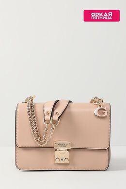 Guess: Бежевая сумка 