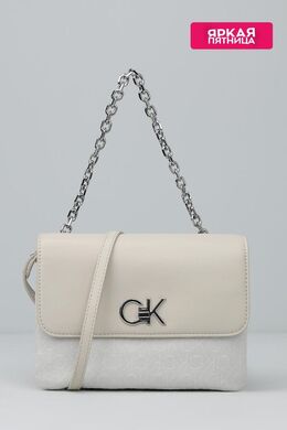Calvin Klein: Бежевая сумка 