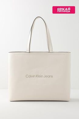 Calvin Klein: Бежевая сумка 