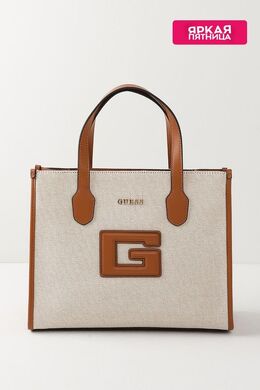 Guess: Бежевая сумка 