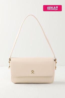Tommy Hilfiger: Бежевая сумка  TH