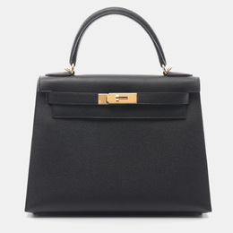 Hermes: Чёрная сумка  Kelly 28