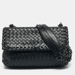 Bottega Veneta: Чёрная сумка  Intrecciato