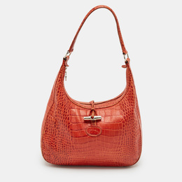 Longchamp: Оранжевая сумка  Roseau