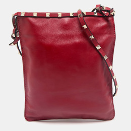Valentino: Красная сумка через плечо  Rockstud