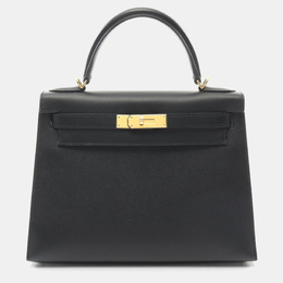 Hermes: Чёрная сумка  Kelly 28