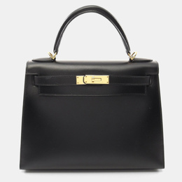 Hermes: Чёрная сумка  Kelly 28