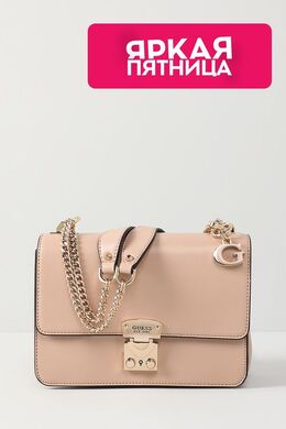 Guess: Бежевая сумка 