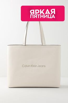 Calvin Klein: Бежевая сумка 