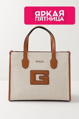 Guess: Бежевая сумка 