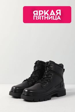 BOSS: Чёрные ботинки 