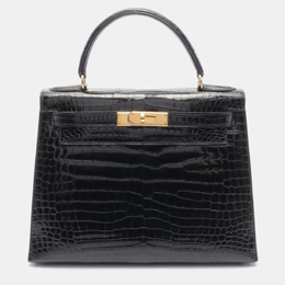 Hermes: Чёрная сумка  Kelly 28