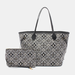 Louis Vuitton: Чёрная сумка-шоппер  Neverfull MM