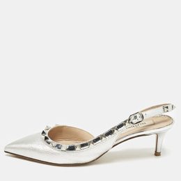 Valentino: Серебристые туфли  Rockstud