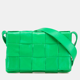 Bottega Veneta: Зелёная сумка через плечо  Intrecciato