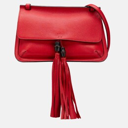Gucci: Красная сумка через плечо  Bamboo