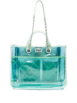 CHANEL Pre-Owned: Зелёная сумка-шоппер 