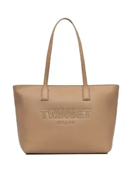 TWINSET: Бежевая сумка-шоппер 