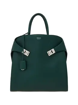 Ferragamo: Зелёная сумка-шоппер 