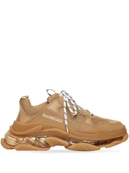 Balenciaga: Коричневые кроссовки  Triple S Clear Sole
