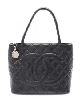 CHANEL Pre-Owned: Чёрная сумка-шоппер 