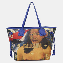 Louis Vuitton: Голубая сумка-шоппер  Neverfull MM