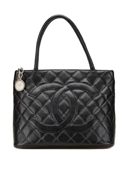 CHANEL Pre-Owned: Чёрная сумка-шоппер 