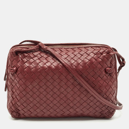 Bottega Veneta: Бордовая сумка через плечо  Intrecciato